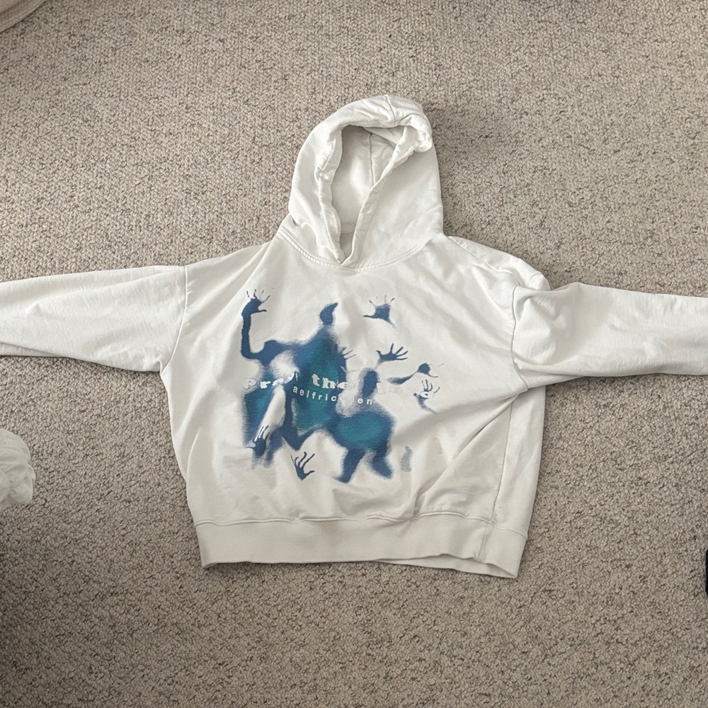 Aelfric Eden White Hoodie with Blue Logo